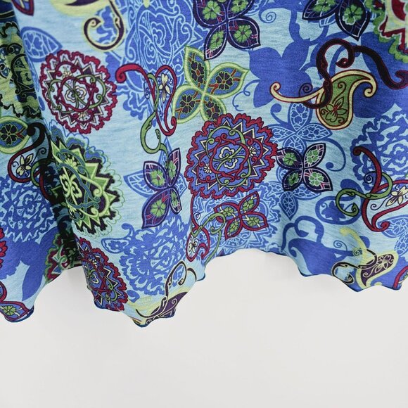 Title Nine Dress Athena Athletic M Blue Floral Paisley Short Tab Raglan Sleeve - Picture 7 of 12